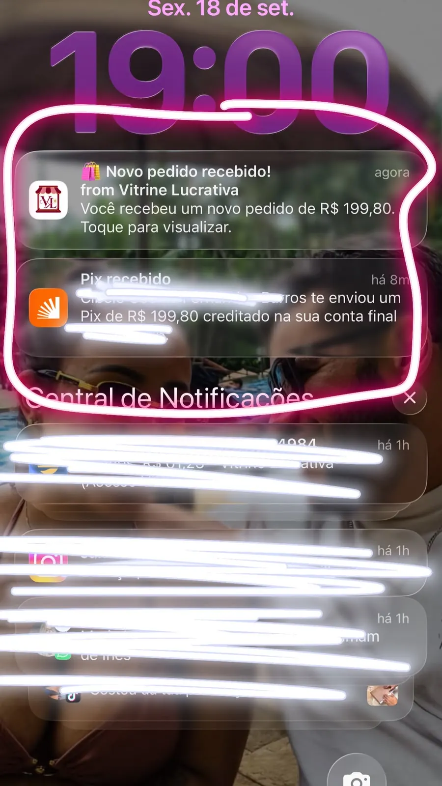 Print real de notificação de novo pedido recebido