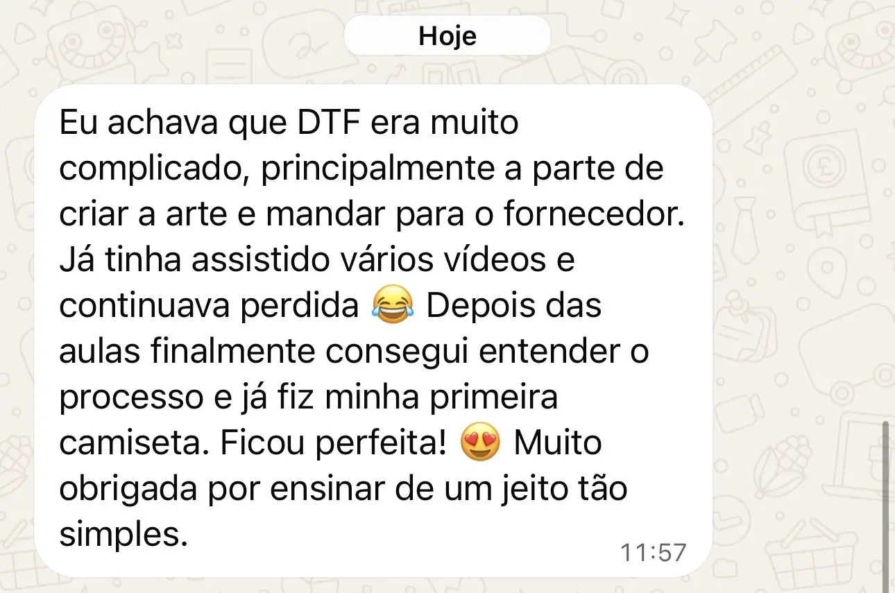 Depoimento de aluna sobre técnica DTF