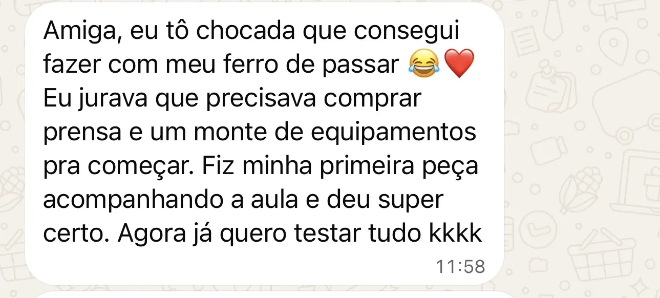 Depoimento de aluna sobre começar com ferro de passar